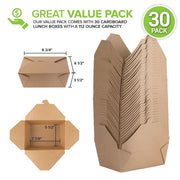 Microwavable Kraft Brown Take Out Boxes 112 oz (30 Pack) Disposable Food Containers - Recyclable Cardboard Lunch Box - Take Out Containers Disposable - to Go Boxes for Restaurants