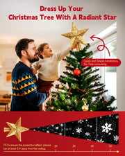 Brightown Lighted Star Tree Topper, 10 Inch Golden with Snowflake Projector