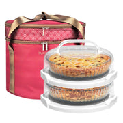 Tmrioplep Pie Carrier Set with Lids and Handles, 12 Inch, Red
