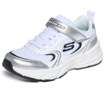 Retro-Graph Sneakers Girls by Skechers – Synthetic, White Pu Silver Mesh, Model 303692L WSL