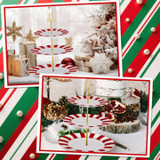 Lallisa 3 Tier Ceramic Cake Stand, 10 9 7 Inch Plates, Red and White