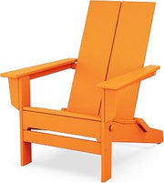 Polywood Contemporary Modern Folding Adirondack Chair in Tangerine