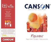 Canson Figueras, Oil Paper, Imitation Linen Grain, 290gsm, Glued pad on Short Side, A3-29.7x42cm, White, 10 Sheets