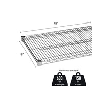 Chrome plated wire shelves 18" x 48" with 4 set plastic chip by Thunder Group – CHROME PLATED WIRE, Silver, Model CMSV1848