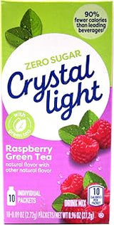 Crystal Light On-The-Go Drink Mix, Natural Flavor Powdered Beverage Mix, Made with Green Tea, No Artificial Flavors, 5 Calories Per Packet, Raspberry Green Tea, 0.09 Ounce Packets, 10 Count (Pack of 8)