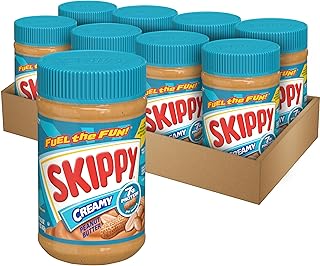 SKIPPY Creamy Peanut Butter, 8-Pack 16.3 oz Jars, Bulk Peanut Butter