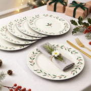 OBreezify Christmas Holly Charger Plates, 13 Inch Diameter, Set of 6