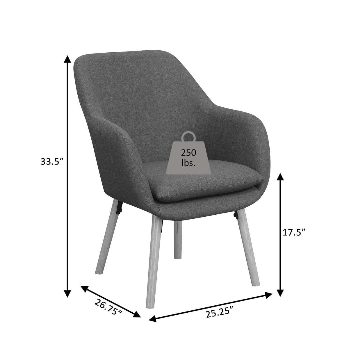 Convenience Concepts Denim Blue Linen / Chair / 25.25"L x 26.75"W x 33.5"H Chairs