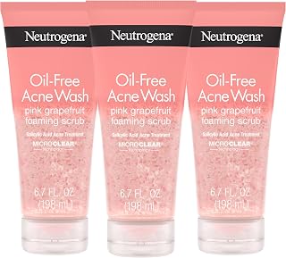 Neutrogena Oil Free Pink Grapefruit Acne Face Scrub, 3 x 6.7 oz