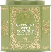 Harney & Sons Green Tea with Coconut, 30 Sachets in Tin | Green tea with coconut, vanilla, ginger and lemongrass flavors. Contains caffeine.
