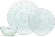 Fortessa Jupiter Hobnail Glass, 12 Piece Dinnerware Set (Service for 4), Sage Green