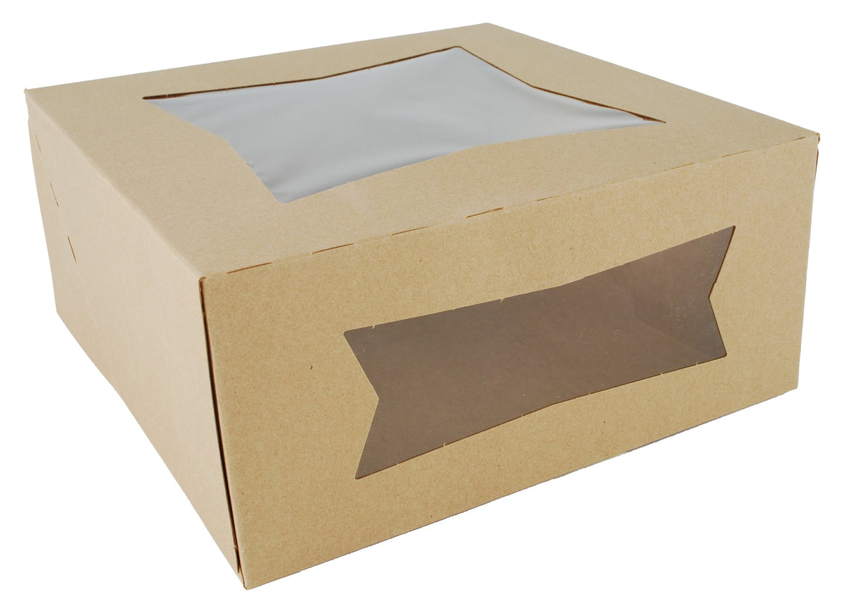 SCT 24293K Kraft Paperboard Window Bakery Box, 9" Length x 9" Width x 4" Height (Case of 150)