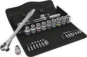 Wera 05004080001 8100 SC 10 Zyklop Imperial Metal Ratchet Set with Push-Through Square, 25 Piece, 1/2" Drive