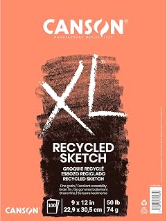 Canson XL Series Sketchbook, Recycled, Foldover Pad, 9x12 inches, 100 Sheets (50lb/74g) - Artist Paper for Adults and Students - Graphite, Charcoal, Pencil, Colored Pencil