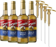 Torani Crème de Banana Syrup for Drinks & Desserts, Glass Bottle 4-Pack, Pumps Included, 25.4 Fl Oz Ea
