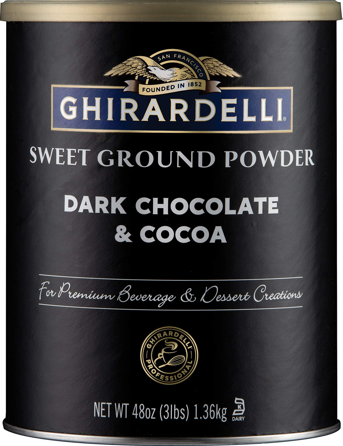 Dark Chocolate & Cocoa Sweet Ground Powder by Ghirardelli – 3 Pound (48 Ounce), Model CG-40975