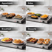 Ovente Electric Warming Tray, Adjustable Temperature Control, Silver
