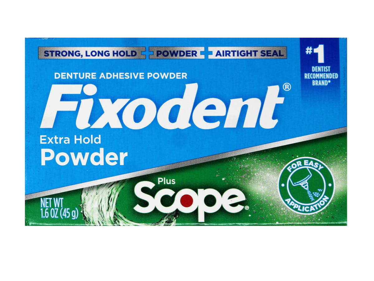 Denture Adhesive Powder by Fixodent – Powder, white, Pack of 3, Model 818-0556