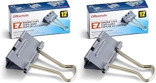 Officemate EZ Binder Clips,Medium Size,12/Box,Gray (99250),(Pack of 2)