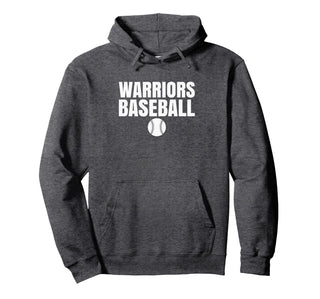 Curtis Warriors Baseball Pullover Hoodie by Curtis Warriors Official High School Gear – Polyester, Grey, Model YFZ5A3JBQWJ