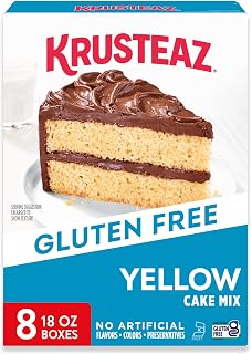 Krusteaz Gluten Free Yellow Cake Mix, No Artificial Flavors, Colors, or Preservatives, 18 oz Boxes (Pack of 8)
