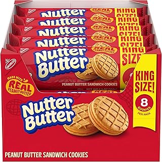 Nutter Butter Peanut Butter Sandwich Cookies, King Size, 10-3.5 oz Snack Packs | 8 Cookies Per Pack, Made with Real Peanut Butter, Certified Kosher, Individually Wrapped