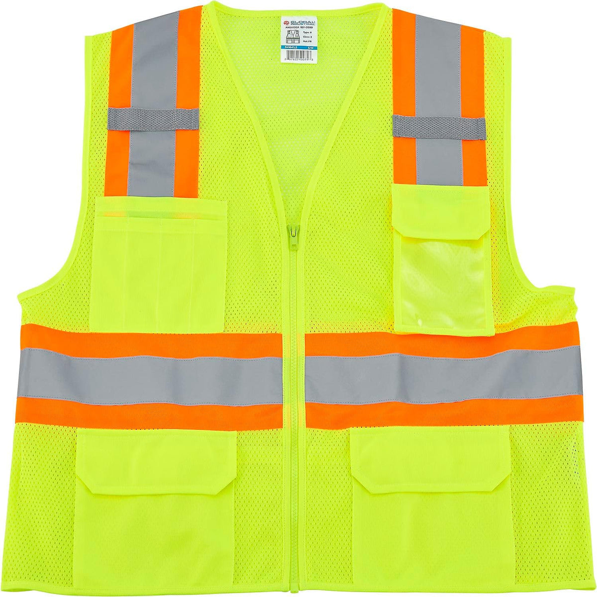 Class 2 Hi-Vis Safety Vest by Global Industrial – 4X-Large-5X-Large, Polyester, Lime Green, Model 641641LXXXXL