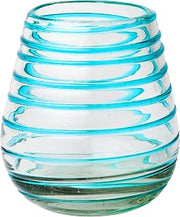 10 Strawberry Street Meridia Stemless Wine Handblown Mexican Glass, Set of 6