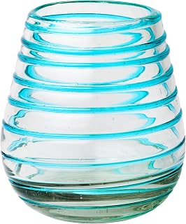 10 Strawberry Street Meridia Stemless Wine Handblown Mexican Glass, Set of 6
