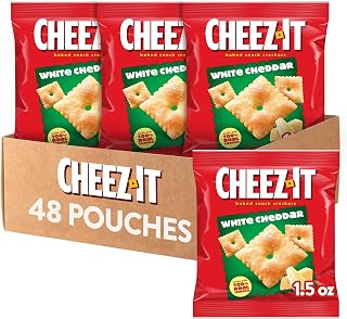 Cheez-It Cheese Crackers, Baked Snack Crackers, Lunch Snacks, White Cheddar (48 Pouches)​