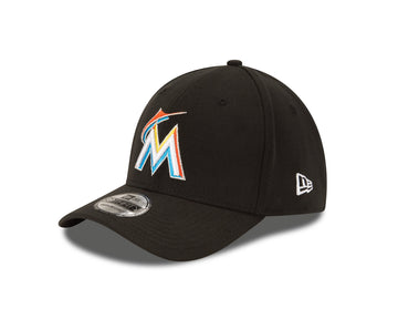 MLB Miami Marlins Junior Team Classic Home 39Thirty Stretch Fit Cap by New Era – Child/Youth, Polyester, Black, Model 10975879