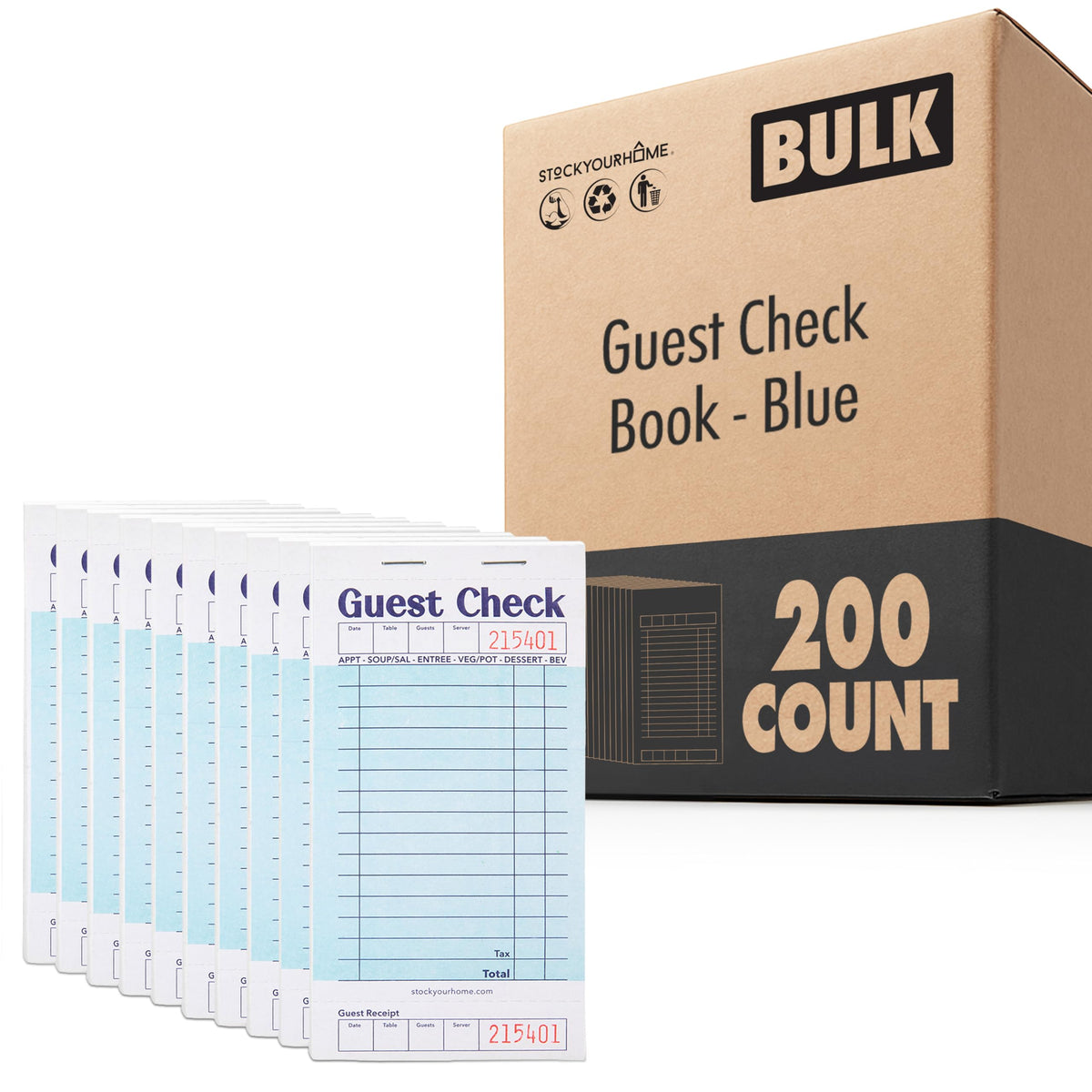 Blue Guest Check Books for Servers (200 Pack) Server Note Pads by Stock Your Home – Pack of 200, Model Stock Your Home