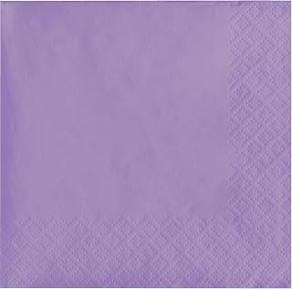 Creative Converting 57193B Touch of Color 3-Ply 50 Count Paper Beverage Napkins, Luscious Lavender