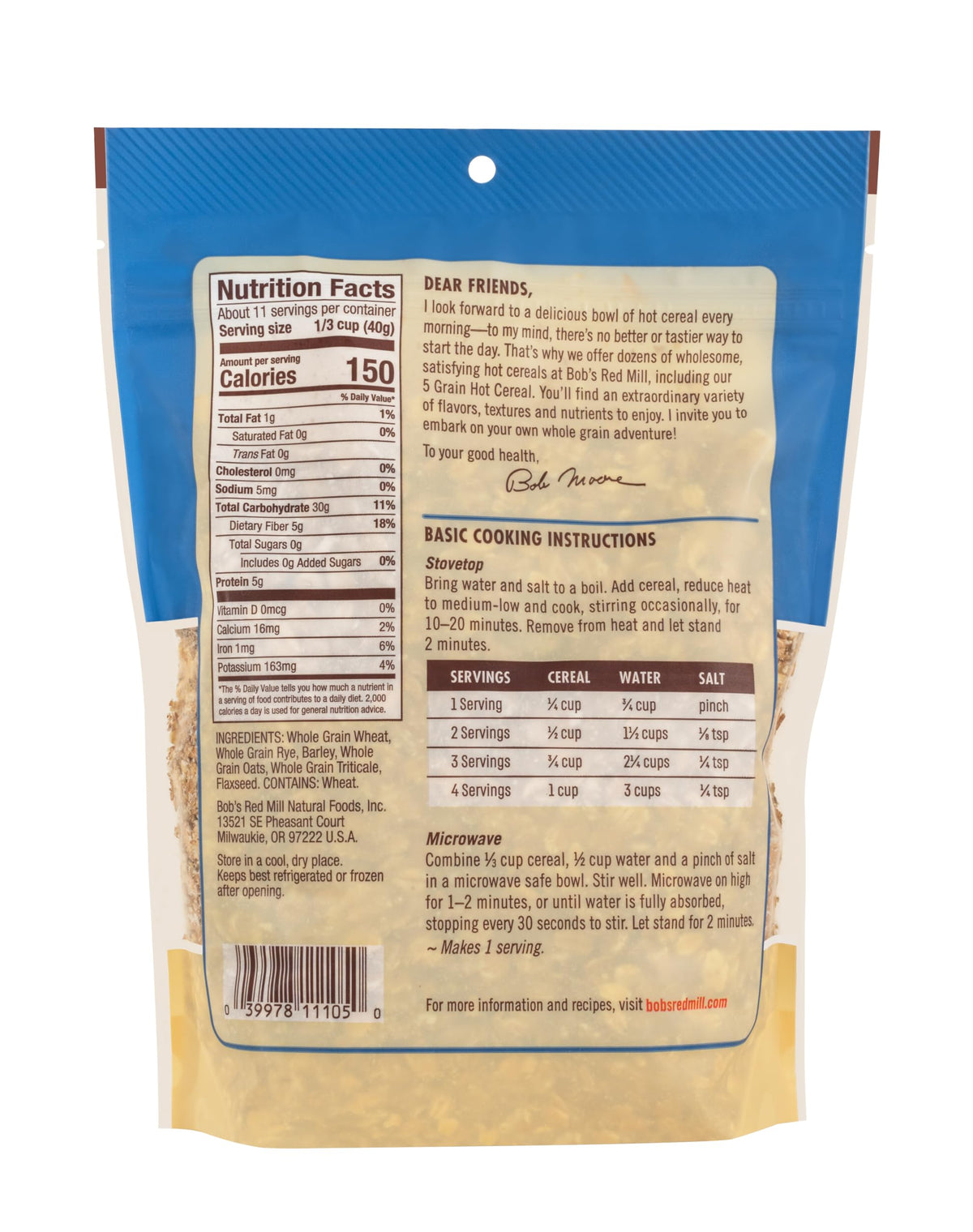 5 Grain Hot Cereal by Bob's Red Mill – 1 Pound (Pack of 4), Model P101105