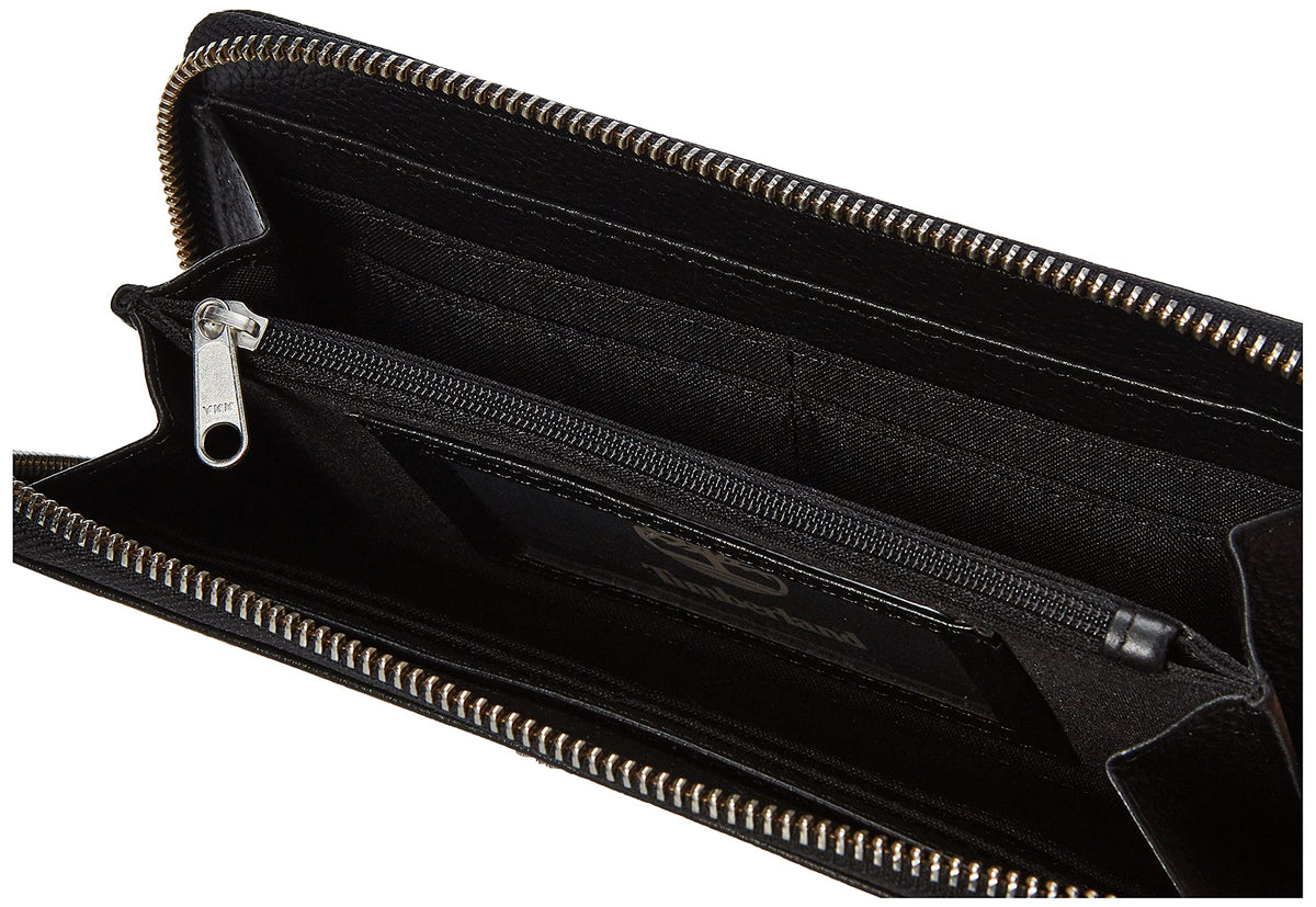 Women's Leather Rfid Zip Around Wallet Clutch With Wristlet Strap by Timberland – One Size, Leather, Black (Pebble), Model DW0101/08