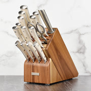 Wusthof Classic 16 Piece Knife Set with Acacia Block by Wüsthof – Forged High Carbon Stainless Steel, Acacia Block, Pack of 16, Model Ikon Creme