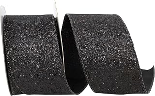 Reliant Ribbon 97896W-031-40F Glitter Lame Wired Edge Ribbon, 2-1/2 Inch X 10 Yards, Black