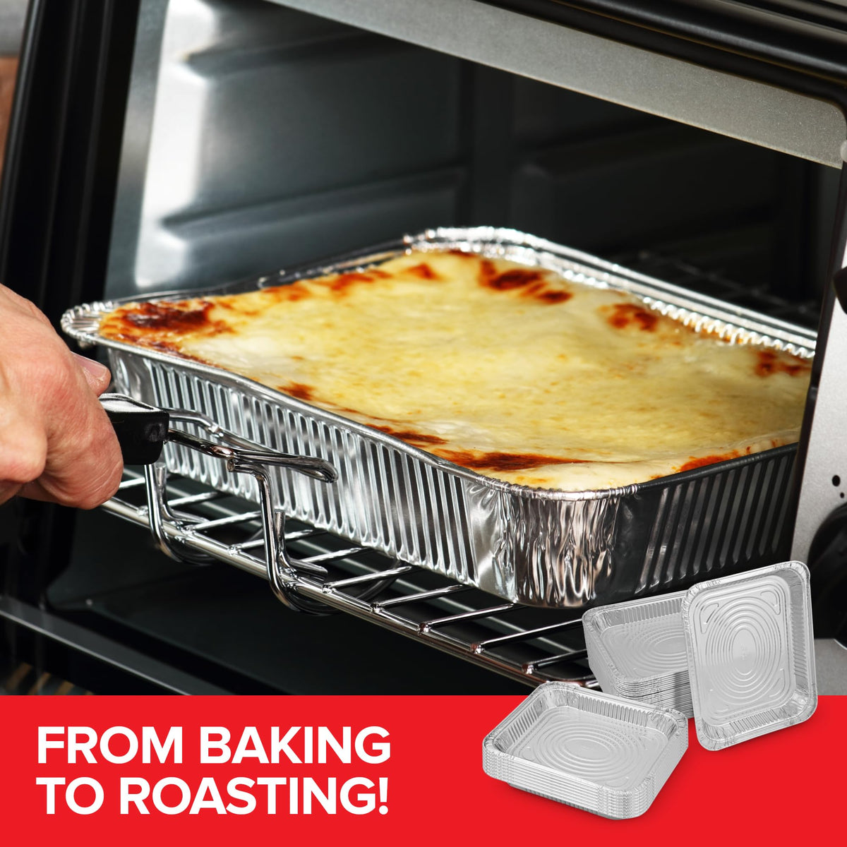 (30 Pack) Disposable Aluminum Pans 9x13 Shallow by Stock Your Home – Shallow, Aluminum, Silver, Pack of 30, Model Stock Your Home