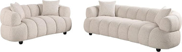 Coaster Home Furnishings - Whitney - Wood and Fabric - 2-Piece Upholstered Sofa Set with Channel Tufting, Curved Profile, and Attached Cushions - Living Room - Pebble - 503721-S2