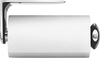 simplehuman KT1086 Quick Load Wall Mounted Kitchen Roll Holder, Suitable for Under Cupboard Cabinet, Easy One Sheet Tear, Easy to Install(Fits Kitchen Rolls Measuring 22-23cm), Brushed Stainless Steel