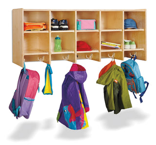 10 Section Wall Mount Without Bins Coat Locker by Jonti-Craft – Birch Plywood, Yellow, Model 0770JC