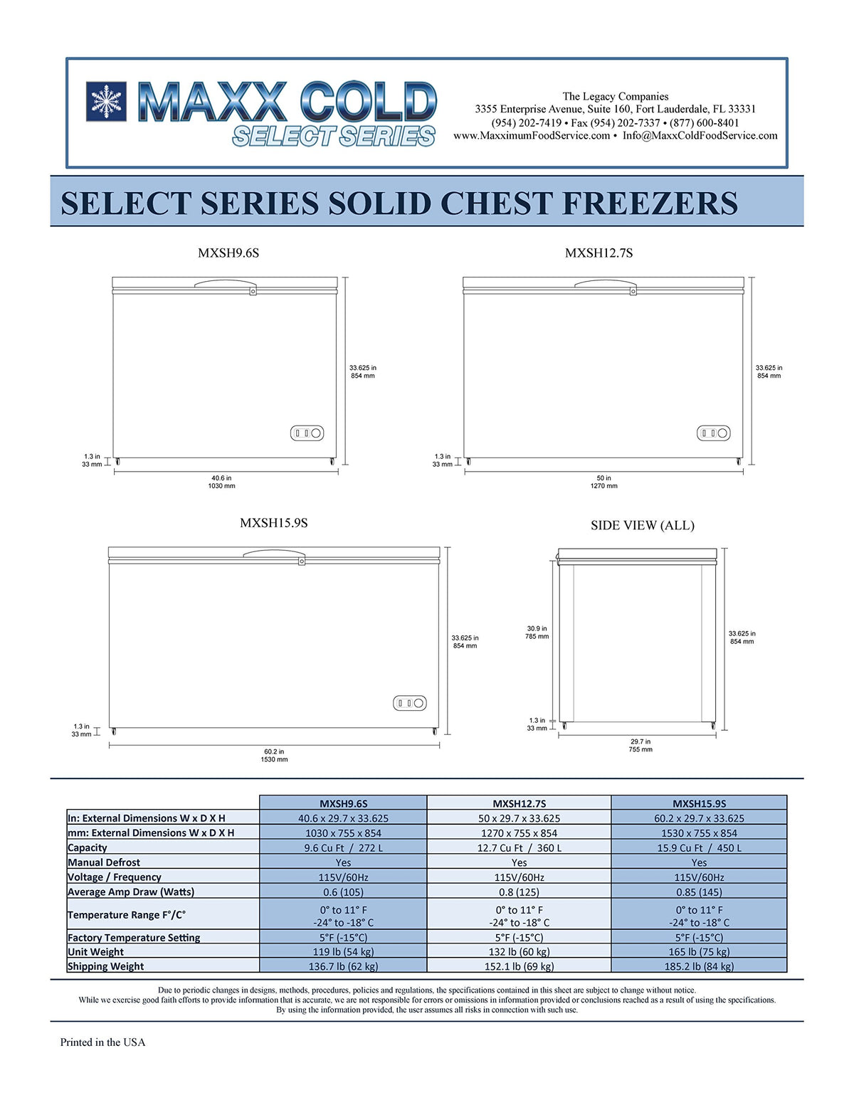 50 Inch Wide Commercial 1 Lid Solid Top Chest Freezer in White with 12.7 Cu. Ft. Storage (360 Liters) by MAXX Cold – 12.7 Cubic Feet, 360.0 liters, White, Model MXSH12.7SHC