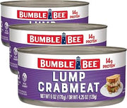 Bumble Bee Lump Crab Meat, 6 oz Can - 14g Protein & 1g Carb Per Serving - Wild Caught, Small Chunks, Drain Before Use - Packaging May Vary (Pack of 3)
