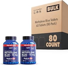 PureGood Methylene Blue Tablets – 15 mg Methylene Blue + 75 mg Vitamin C – 60 Tablets per Bottle - Third-Party Tested – 80 Pack