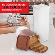Bread Container (2 Pack) Bread Loaf Keeper by Stock Your Home – 13.5 x 5.2 x 5.2 inches, Plastic, White/Brown, Pack of 2, Model 3500