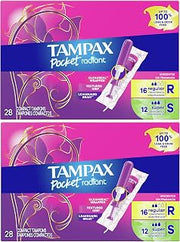 Tampax Pocket Radiant Duo Pack, Regular/Super, Unscented, 28 ct (Pack of 2)