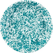 Crow Canyon Home Enamelware Pasta Plate, 10.5 inch, Turquoise/White Splatter (Single)