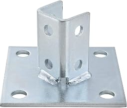 Global Industrial Square Post Base, Electro-Galvanized, 1-5/8", Lot of 2