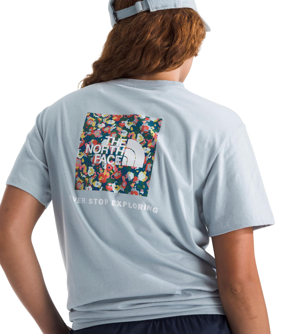 Women's Wildflower Short-Sleeve Tee by The North Face – Cotton, Frost Grey, Model NF0A8GP8