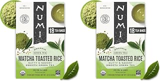 Numi Organic Matcha Toasted Rice Tea, 18 Green Tea Bags Micro-Plastic Free (Pack of 2)